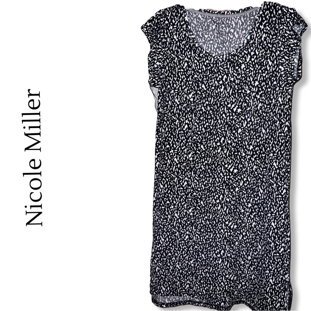 Nicole Miller New York Navy Blue & White T-shirt Dress